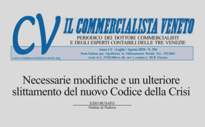 Necessarie Modifiche ed un ulteriore slittamento del Nuovo Codice della Crisi